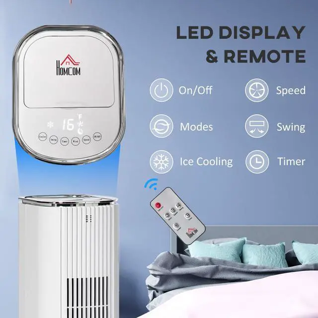 Alt view image 6 of 7 - _Mega Brand 42" 3-In-1 Evaporative Air Cooler, Ice Cooling Fan with Humidifier and with Water Tank, 60° Oscillating Portable Swamp Cooler for Home Office, 3 Modes, 3 Speeds, 12H Timer, Remote, White