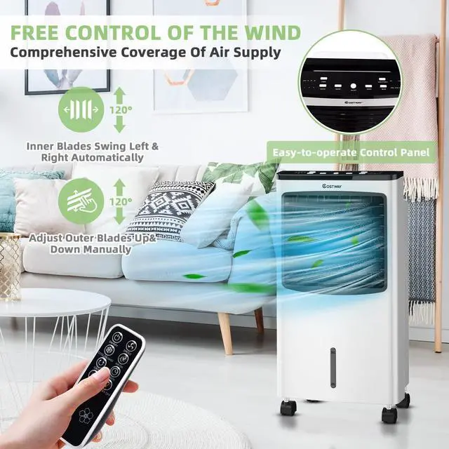 Alt view image 2 of 7 - _Mega Brand Portable Evaporative Air Cooler for Room,Air Cooler for Cooling and Sleep with Remote Control,7.5-Hour Timer,2 Ice Boxes,Quiet Evaporative Cooler for Bedroom Indoor Use Home Office Dorms