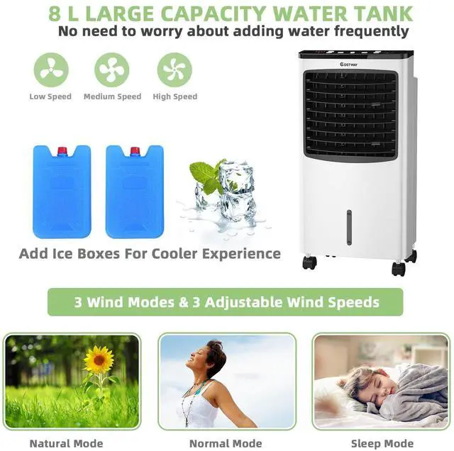 Alt view image 4 of 7 - _Mega Brand Portable Evaporative Air Cooler for Room,Air Cooler for Cooling and Sleep with Remote Control,7.5-Hour Timer,2 Ice Boxes,Quiet Evaporative Cooler for Bedroom Indoor Use Home Office Dorms