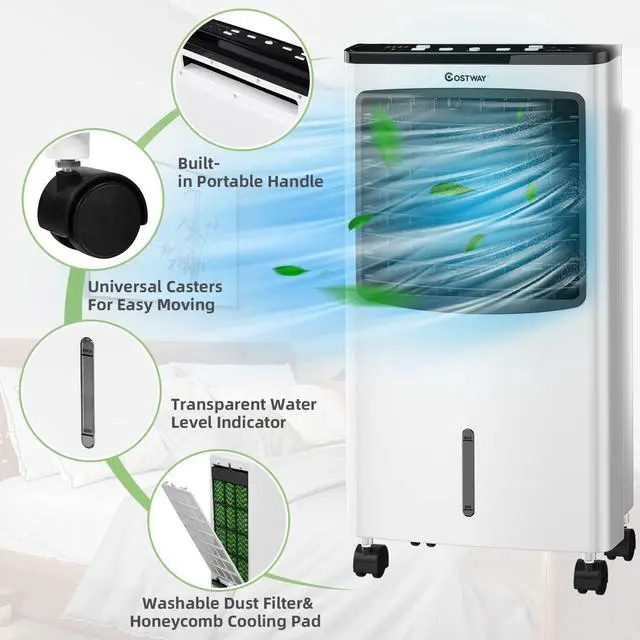 Alt view image 5 of 7 - _Mega Brand Portable Evaporative Air Cooler for Room,Air Cooler for Cooling and Sleep with Remote Control,7.5-Hour Timer,2 Ice Boxes,Quiet Evaporative Cooler for Bedroom Indoor Use Home Office Dorms