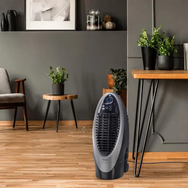 Alt view image 3 of 7 - _Mega Brand 300 CFM Indoor Portable Evaporative Cooler, Fan & Humidifier with Detachable Tank, Carbon Dust Filter & Remote Control, Silver/Gray