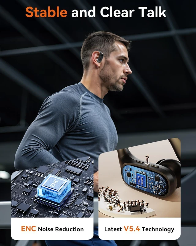 Alt view image 4 of 7 - Wireless Earbuds, Sports Bluetooth 5.4 Headphones, Ear Buds with ENC Noise Canceling Mic, 80Hr Playtime Earphones, Palm-Sized, LED Power Display, IPX7 Waterproof Headset for Workout Running, Carbon