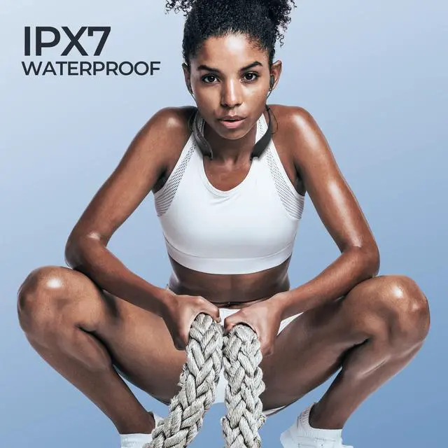 Alt view image 7 of 7 - Neckband Bluetooth Headphones, Around The Neck Headphones 24H+ Playtime, Bluetooth Headsets with Call Vibration, Shark Jaw Design Wireless Earbuds+Noise Isolation/Built-in Mic/IPX7 Waterproof