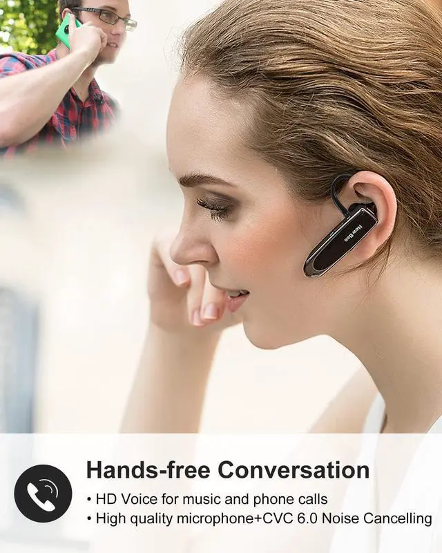 Alt view image 2 of 7 - _Mega Brand [2 Pack] Bluetooth Earpiece Wireless Handsfree Headset V5.0 24 Hrs Driving with Mic 60 Days Standby Bluetooth Headset for iPhone Android Samsung Driver
