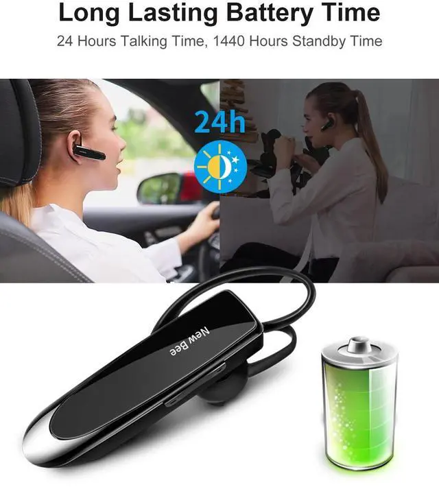 Alt view image 3 of 7 - _Mega Brand [2 Pack] Bluetooth Earpiece Wireless Handsfree Headset V5.0 24 Hrs Driving with Mic 60 Days Standby Bluetooth Headset for iPhone Android Samsung Driver