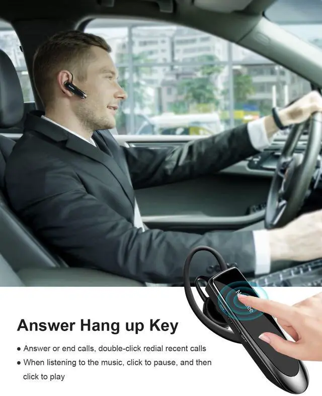 Alt view image 6 of 7 - _Mega Brand [2 Pack] Bluetooth Earpiece Wireless Handsfree Headset V5.0 24 Hrs Driving with Mic 60 Days Standby Bluetooth Headset for iPhone Android Samsung Driver