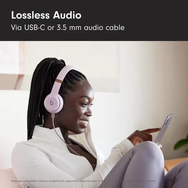 Alt view image 6 of 7 - _Mega Brand Solo 4 - Wireless Bluetooth On-Ear Headphones, Apple & Android Compatible, Up to 50 Hours of Battery Life - Cloud Pink