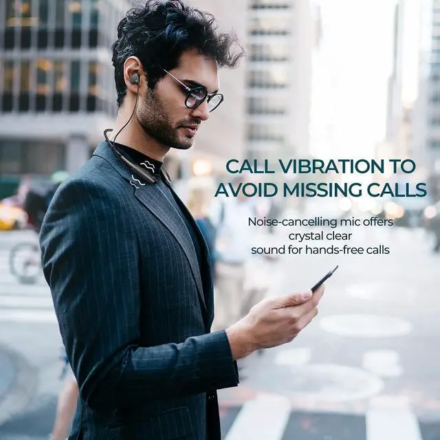 Alt view image 4 of 7 - _Mega Brand Neckband Headphones, Around The Neck Bluetooth Headphones w/Noise Cancelling Microphone, Bluetooth Headset w/ 22hrs Playtime, Neck Earphones Stereo Bass, for Music, Conference, Video, Call