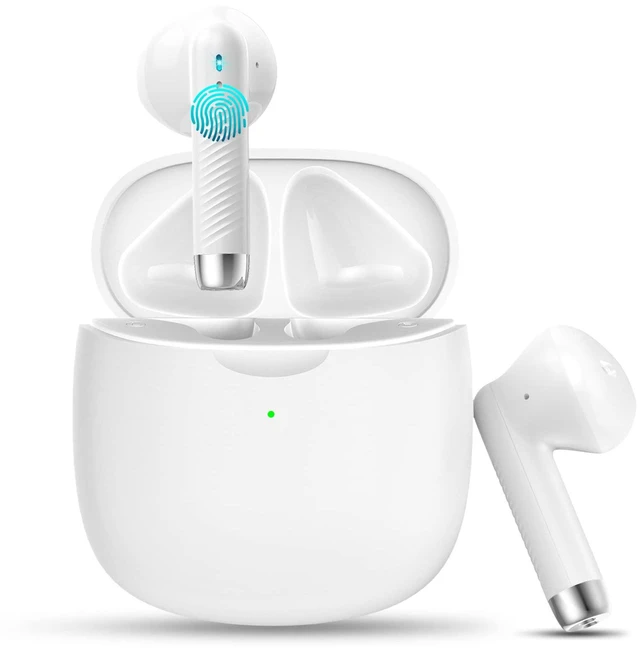 Main image of Wireless Earbuds, Bluetooth 5.4 Headphones in Ear with 4 Noise Cancelling Mic, Earbuds Stereo Bass, IP7 Waterproof Sports Wireless Earphones, 32H Playtime USB C Charging Buds White for Android iOS