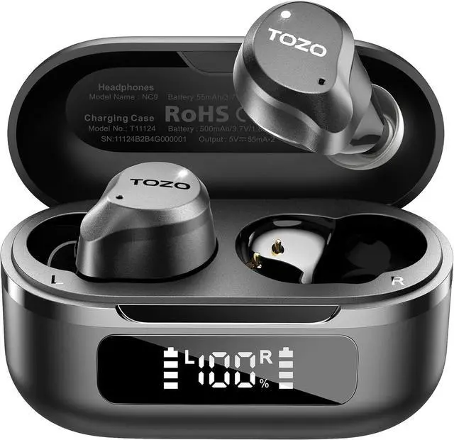 Main image of _Mega Brand Hybrid Active Noise Cancelling Wireless Earbuds, 6 Mics ENC Clear Call, IPX8 Waterproof, in Ear Bluetooth 5.3 Headphones Stereo Bass Ear Buds 59H Playtime with LED Display 32 EQs via APP