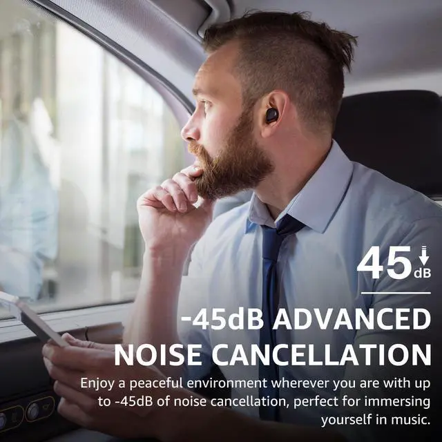 Alt view image 7 of 7 - _Mega Brand Hybrid Active Noise Cancelling Wireless Earbuds, 6 Mics ENC Clear Call, IPX8 Waterproof, in Ear Bluetooth 5.3 Headphones Stereo Bass Ear Buds 59H Playtime with LED Display 32 EQs via APP