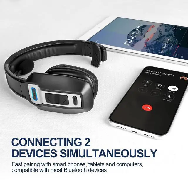 Alt view image 4 of 7 - _Mega Brand Trucker Bluetooth Headset, V5.2 Wireless Headset with Upgraded Microphone AI Noise Canceling, On Ear Bluetooth Headphone with Mute for Driver Office Call Center