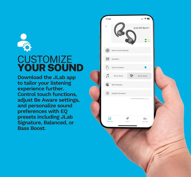 Alt view image 2 of 7 - Go Sport+, True Wireless Workout Earbuds, Bluetooth Sport Earbuds, Clear Calling, Graphite