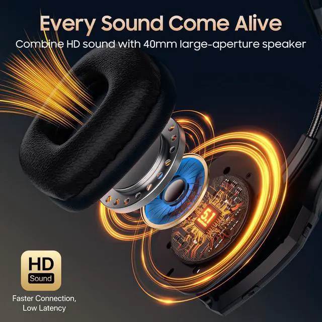 Alt view image 3 of 7 - Bluetooth Headset with Microphone, Trucker Headset Bluetooth Wireless Noise Cancelling & Mute Button, 55 Hours Working Time Wireless On-Ear Headset