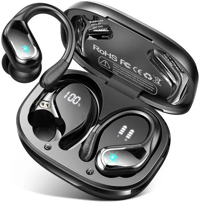 Main image of _Mega Brand, 75Hrs Bluetooth 5.4 Headphones IP7 Waterproof for Sport, Running Wireless Earphones with ENC Noise Cancelling Mics, Deep Bass Over Ear bud with Earhooks for Android, iOS, Workout, Gym