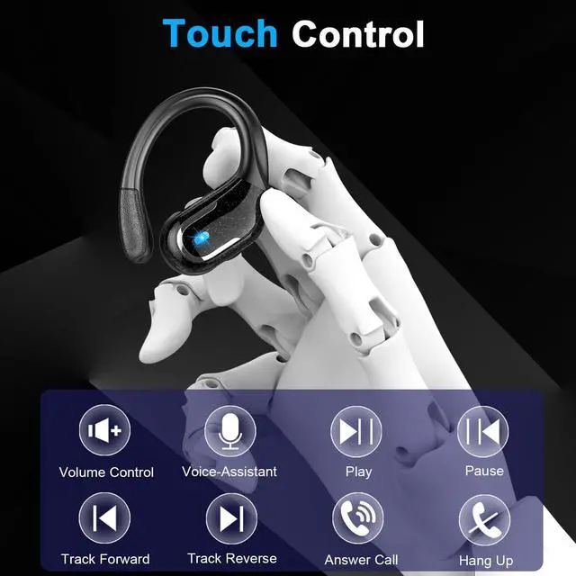 Alt view image 6 of 7 - _Mega Brand, 75Hrs Bluetooth 5.4 Headphones IP7 Waterproof for Sport, Running Wireless Earphones with ENC Noise Cancelling Mics, Deep Bass Over Ear bud with Earhooks for Android, iOS, Workout, Gym