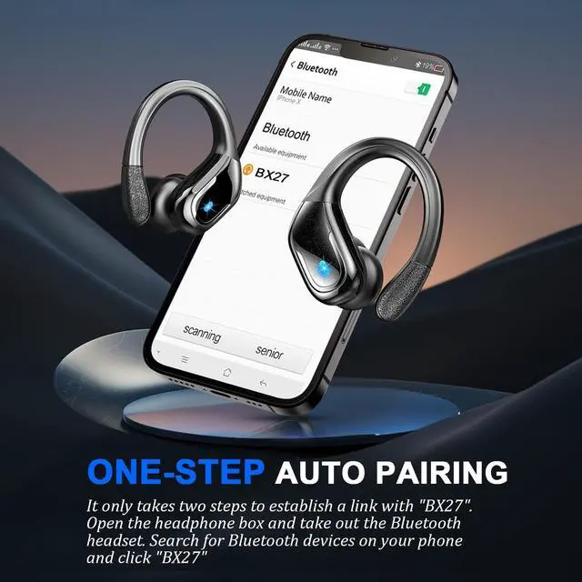 Alt view image 7 of 7 - _Mega Brand, 75Hrs Bluetooth 5.4 Headphones IP7 Waterproof for Sport, Running Wireless Earphones with ENC Noise Cancelling Mics, Deep Bass Over Ear bud with Earhooks for Android, iOS, Workout, Gym