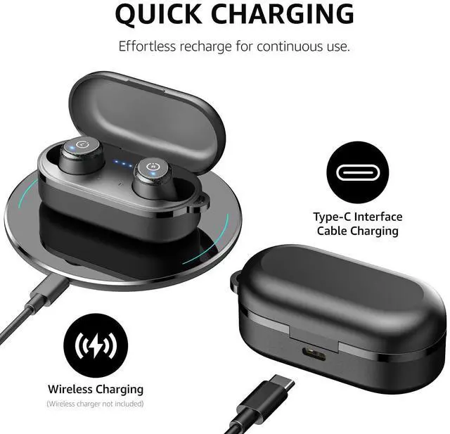 Alt view image 7 of 7 - T10 Wireless Earbuds Bluetooth 5.3 Headphones, App Customize EQ, Ergonomic Design, 55H Playtime, Wireless Charging Case, IPX8 Waterproof Sound in-Ear Headset, New Version