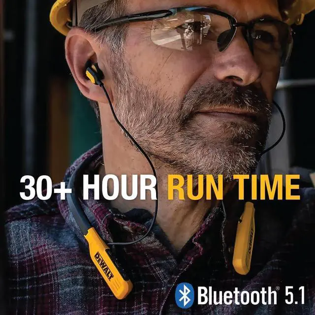 Alt view image 2 of 7 - _Mega Brand Heavy Duty Bluetooth Neckband Headphones, Wireless Around The Neck Earbuds w/ 30H Runtime + Noise Isolation, Secure Magnetic Wireless Earbuds, Jobsite Pro Built-in Mic Bluetooth Headsets