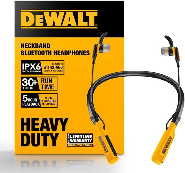 Main image of _Mega Brand Heavy Duty Bluetooth Neckband Headphones, Wireless Around The Neck Earbuds w/ 30H Runtime + Noise Isolation, Secure Magnetic Wireless Earbuds, Jobsite Pro Built-in Mic Bluetooth Headsets