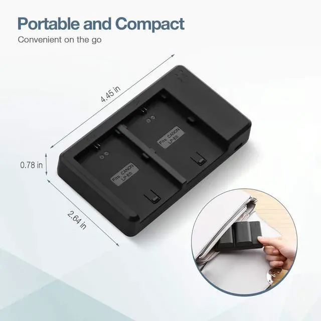 Alt view image 6 of 7 - _Mega Brand LP-E6 LP E6N Battery 2 Packs 2600mAh Replacement Li-ion Batteries and Rapid Dual Charger for E 5D Mark II, III, IV,5DSR,60D,70D,80D,6D,6D Mark II,7D,7D Mark II Cameras
