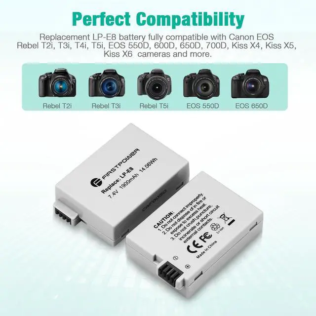 Alt view image 3 of 7 - _Mega Brand LP-E8 Battery and Dual USB Charger Compatible with Canon EOS Rebel T2i, T3i, T4i, T5i, EOS 550D, 600D, 650D, 700D, Kiss X4, Kiss X5, Kiss X6 Cameras