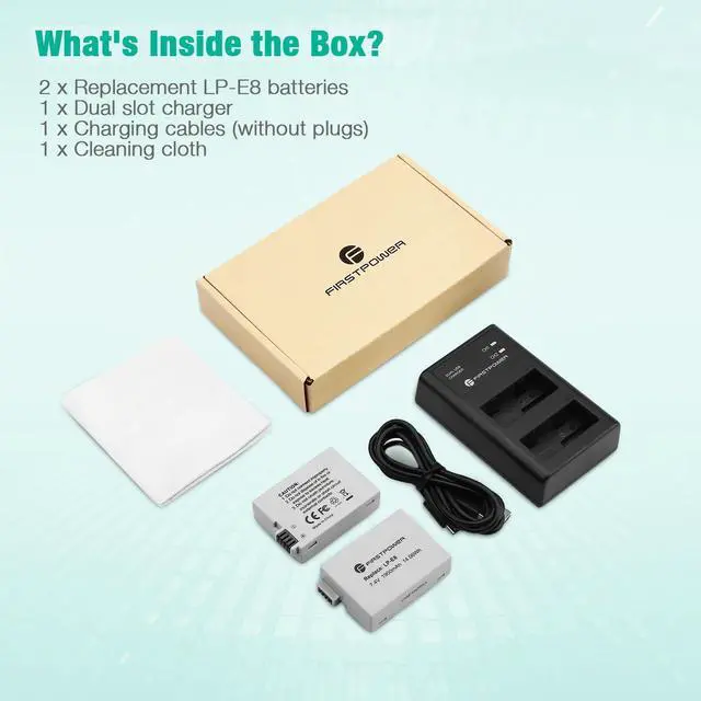Alt view image 7 of 7 - _Mega Brand LP-E8 Battery and Dual USB Charger Compatible with Canon EOS Rebel T2i, T3i, T4i, T5i, EOS 550D, 600D, 650D, 700D, Kiss X4, Kiss X5, Kiss X6 Cameras