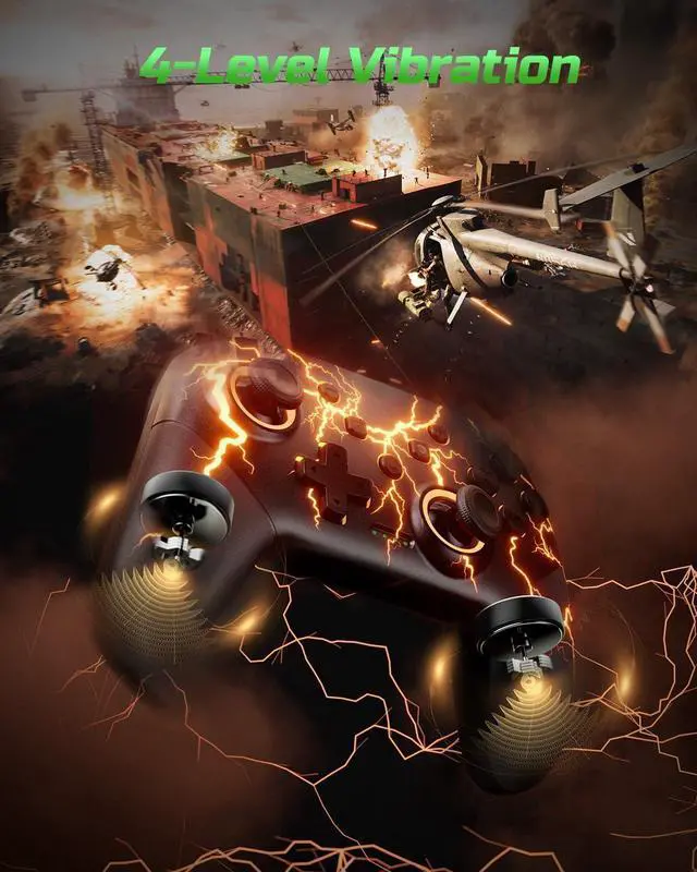 Alt view image 4 of 7 - _Mega Brand Switch Controllers Compatible with Switch/Lite/OLED/PC Windows, 1000mAh Programmable RGB Lightning LED, Wireless Pro Controller with One Key Pairing/Wake Up/Turbo/Vibration
