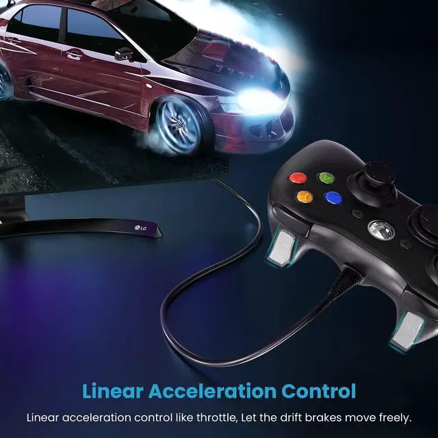 Alt view image 5 of 7 - _Mega Brand Wired Controller for Xbox 360, Game Controller for 360 with Dual-Vibration Turbo Compatible with Xbox 360/360 Slim and PC Windows 7,8,10,11