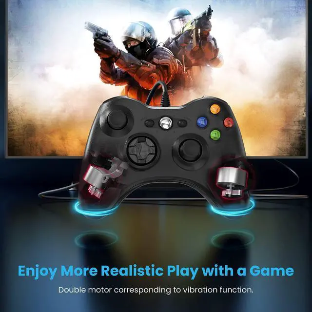 Alt view image 6 of 7 - _Mega Brand Wired Controller for Xbox 360, Game Controller for 360 with Dual-Vibration Turbo Compatible with Xbox 360/360 Slim and PC Windows 7,8,10,11