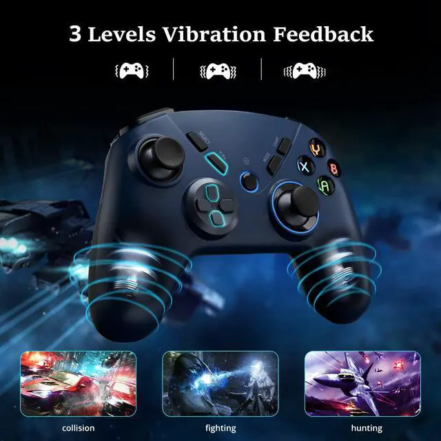 Alt view image 3 of 7 - _Mega Brand Multi-Platform PC Wireless Controller, Bluetooth Gaming Controller, Compatible with Windows, iPad, Steam, Luna,and Smart TV,with Double Shock,Macro Keys,Turbo Button,LED Backlight