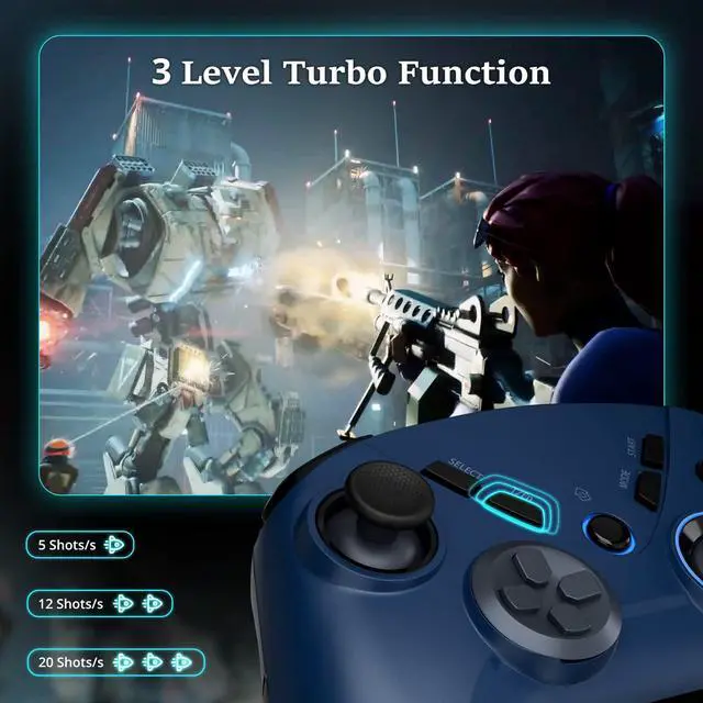 Alt view image 6 of 7 - _Mega Brand Multi-Platform PC Wireless Controller, Bluetooth Gaming Controller, Compatible with Windows, iPad, Steam, Luna,and Smart TV,with Double Shock,Macro Keys,Turbo Button,LED Backlight