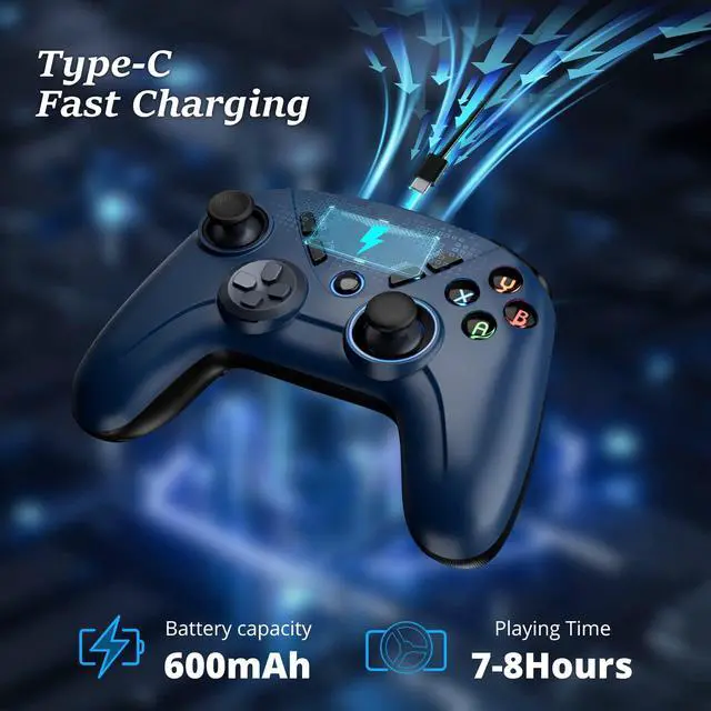 Alt view image 4 of 7 - _Mega Brand Multi-Platform PC Wireless Controller, Bluetooth Gaming Controller, Compatible with Windows, iPad, Steam, Luna,and Smart TV,with Double Shock,Macro Keys,Turbo Button,LED Backlight