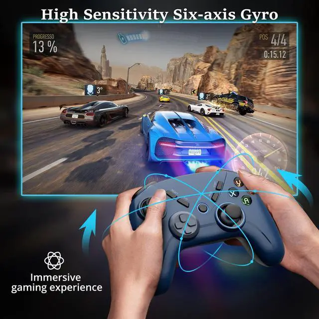 Alt view image 7 of 7 - _Mega Brand Multi-Platform PC Wireless Controller, Bluetooth Gaming Controller, Compatible with Windows, iPad, Steam, Luna,and Smart TV,with Double Shock,Macro Keys,Turbo Button,LED Backlight