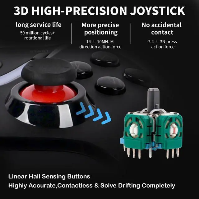 Alt view image 3 of 7 - _Mega Brand Wireless Game Controller with LED Lighting Compatible with Xbox One S/X, Xbox Series S/X Gaming Gamepad, Remote Joypad with 2.4G Wireless Adapter, Rechargeable Battery
