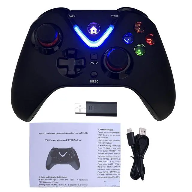 Alt view image 5 of 7 - _Mega Brand Wireless Game Controller with LED Lighting Compatible with Xbox One S/X, Xbox Series S/X Gaming Gamepad, Remote Joypad with 2.4G Wireless Adapter, Rechargeable Battery