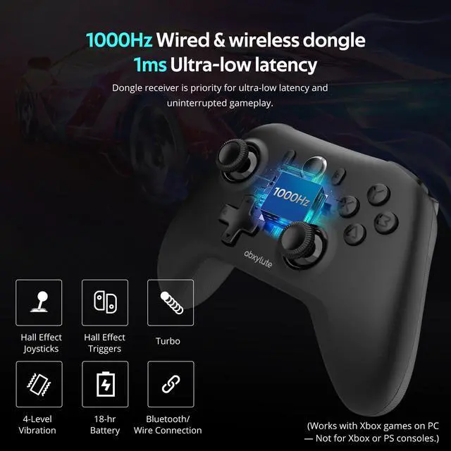 Alt view image 2 of 7 - _Mega Brand C6 Wireless PC Controller,Bluetooth Game Controller 1000Hz Polling Rate-Hall Effect Joystick for Windows PC,Nintendo Switch/Switch 2,Android TV/Mobile,iPhone MAC &Tesla Vibration Turbo