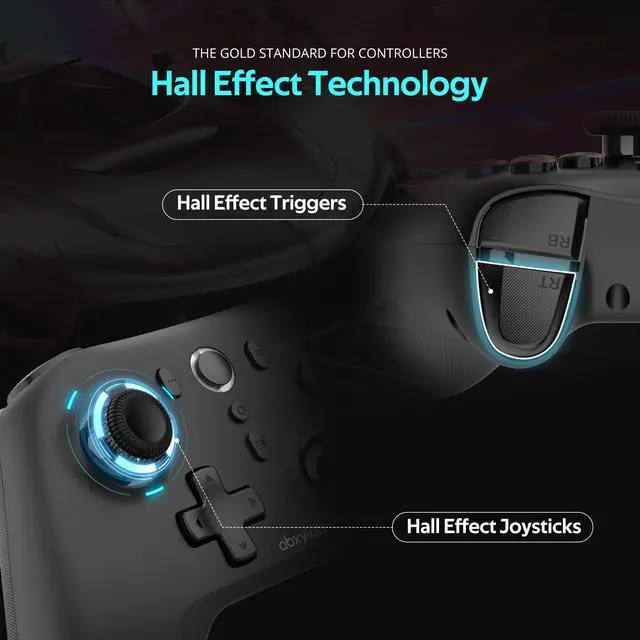 Alt view image 3 of 7 - _Mega Brand C6 Wireless PC Controller,Bluetooth Game Controller 1000Hz Polling Rate-Hall Effect Joystick for Windows PC,Nintendo Switch/Switch 2,Android TV/Mobile,iPhone MAC &Tesla Vibration Turbo