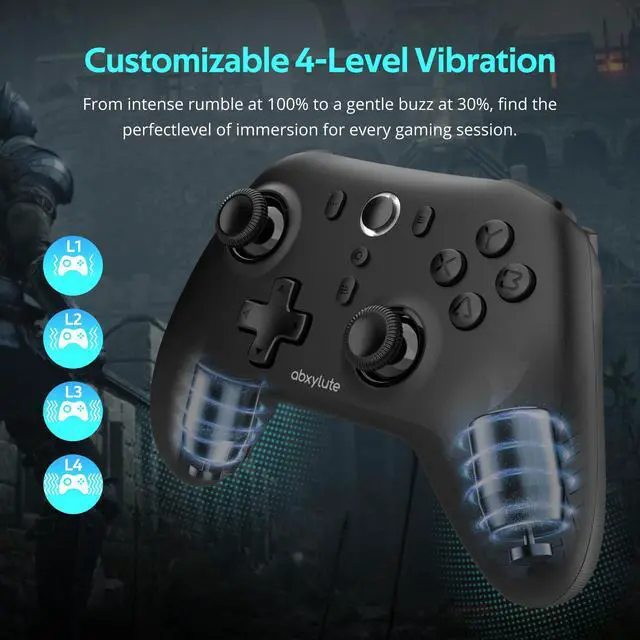 Alt view image 5 of 7 - _Mega Brand C6 Wireless PC Controller,Bluetooth Game Controller 1000Hz Polling Rate-Hall Effect Joystick for Windows PC,Nintendo Switch/Switch 2,Android TV/Mobile,iPhone MAC &Tesla Vibration Turbo
