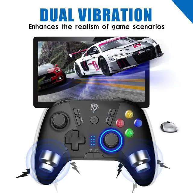Alt view image 4 of 7 - _Mega Brand Wireless Gaming Controller for Windows PC/Steam Deck/PS3/Android TV BOX, Dual Vibrate Plug and Play Gamepad Joystick with 4 Customized Keys,Battery Up to 14 Hours, Work for Nintendo Switch