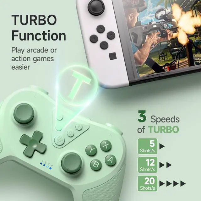 Alt view image 2 of 7 - _Mega Brand Wireless Pro Controller for Switch/Switch Lite/Switch OLED, T37 Wireless Switch Controller with 6-Axis Gyro, Motion Support, Adjustable Dual Turbo, Enhanced Switch Remote Gamepad