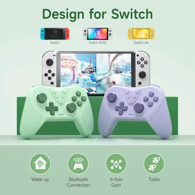 Alt view image 6 of 7 - _Mega Brand Wireless Pro Controller for Switch/Switch Lite/Switch OLED, T37 Wireless Switch Controller with 6-Axis Gyro, Motion Support, Adjustable Dual Turbo, Enhanced Switch Remote Gamepad