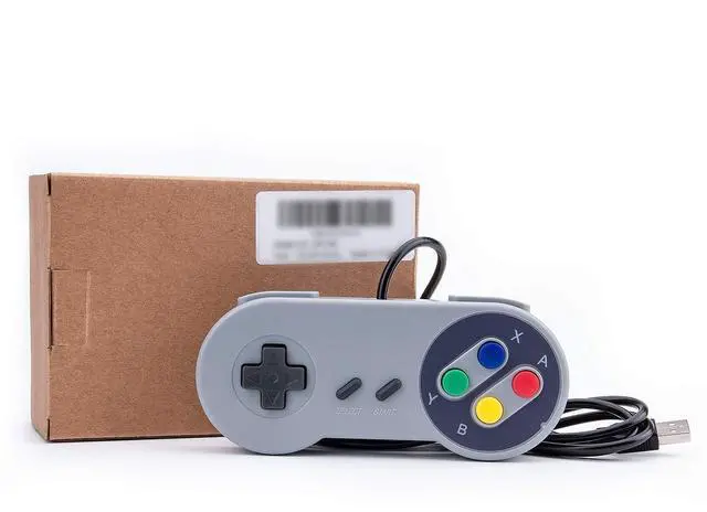 Alt view image 7 of 7 - _Mega Brand Game Controller, Retro USB Controller for PC Gaming, Super Classic Wired Game Emulator Controller for PC, Raspberry Pi, Windows,Mac,Liunx, Android (Grey, 2 Pack)