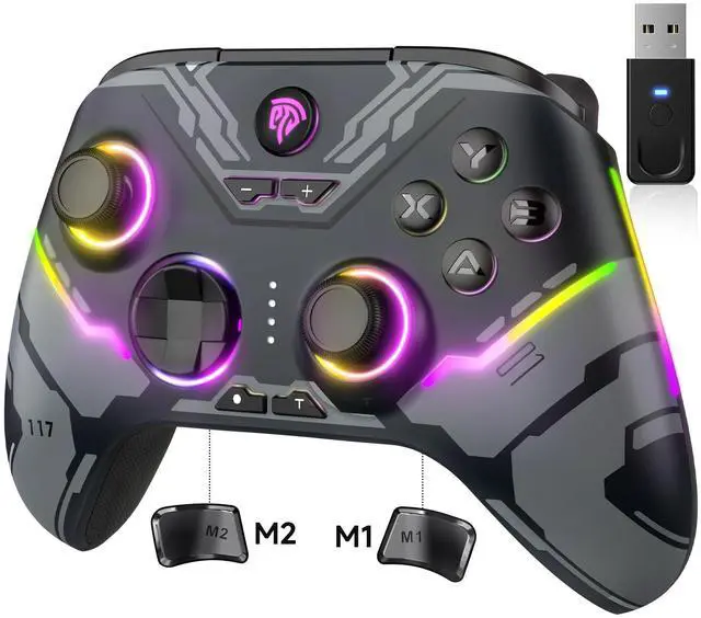 Main image of EasySMX X15 PC Controller - Enhanced Wireless Bluetooth Controller with Hall Joysticks/Hall Triggers/RGB Lighting - No Stick Drift, No Dead Zone - Work for Windows PC, Android, Steam and Switch