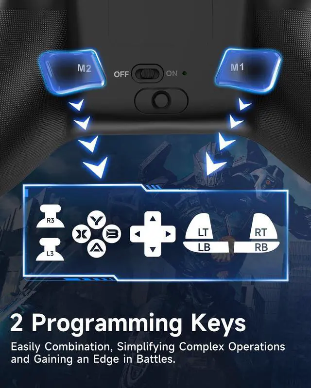 Alt view image 6 of 7 - EasySMX X15 PC Controller - Enhanced Wireless Bluetooth Controller with Hall Joysticks/Hall Triggers/RGB Lighting - No Stick Drift, No Dead Zone - Work for Windows PC, Android, Steam and Switch
