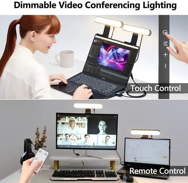 Alt view image 2 of 6 - _Mega Brand Dual-lamp Video Conference Lighting, LED Streaming Light with Remote and Touch Control, Zoom Lighting for Computer,Webcam Laptop Monitor Ring Light for Video Calls/Meetings/Video Recording
