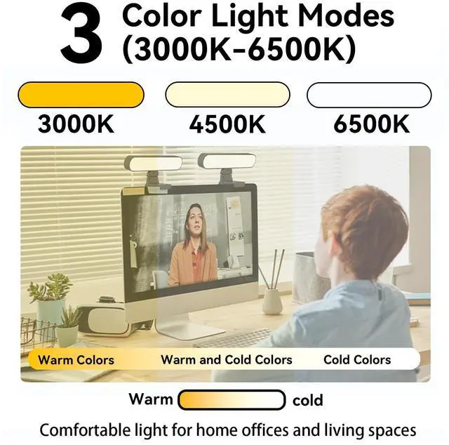 Alt view image 4 of 7 - _Mega Brand Dual-Lamp Video Conference Lighting Kit, Webcam Monitor Light with Remote and Touch Control, Zoom Lighting for Computer, Light for Laptop/Podcast/Streaming/Video Calls/Meetings_Mega Brand