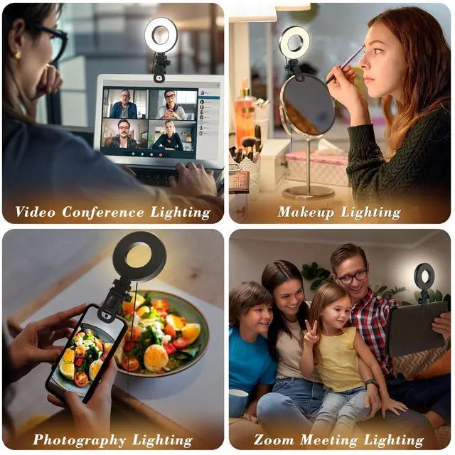 Alt view image 4 of 7 - _Mega Brand [3 Color, 5 Brightness & Timer] 3.5'' Small Video Conference Lighting Clip On Monitor Laptop iPad Phone, USB Plug Dimmable Selfie Light for Working, Meeting, YouTube/TikTok Content Creator