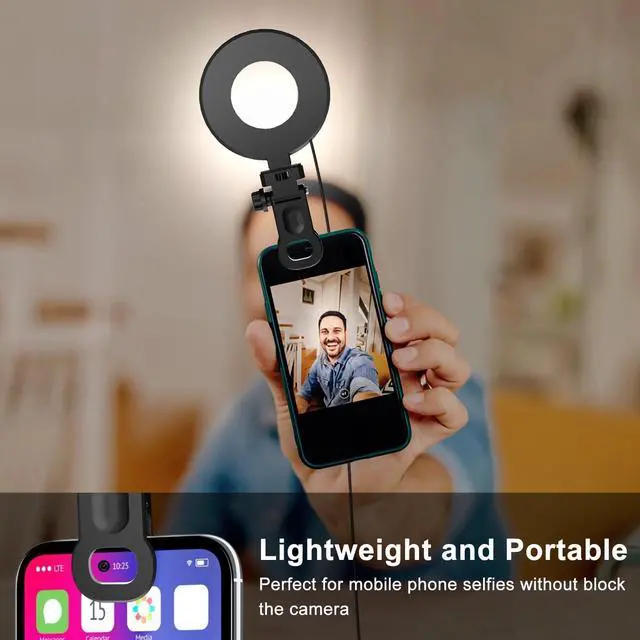 Alt view image 5 of 7 - _Mega Brand [3 Color, 5 Brightness & Timer] 3.5'' Small Video Conference Lighting Clip On Monitor Laptop iPad Phone, USB Plug Dimmable Selfie Light for Working, Meeting, YouTube/TikTok Content Creator