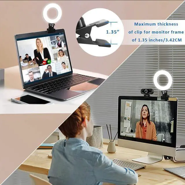 Alt view image 4 of 7 - _Mega Brand Video Conference Lighting Kit, Ring Light for Monitor Clip On,for Remote Working, Distance Learning,Zoom Call, Self Broadcasting and Live Streaming, Computer Laptop Video Conferencing